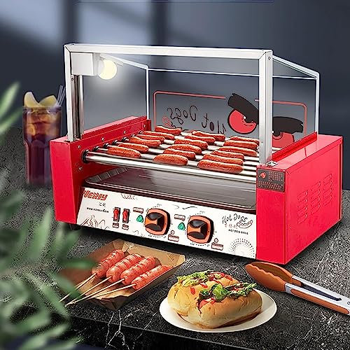 macchina per hot dog Rullo For Hot Dog, Macchina For La Cottura Alla Griglia For Salsicce, 7 Rulli Antiaderenti 24 Girarrosto For Hot Dog Con Vassoio Raccogligocce In Acciaio Inossidabile Rimovibile E
