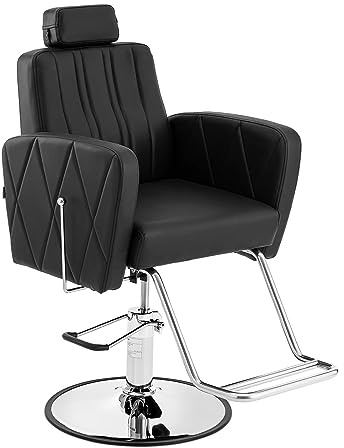 Physa Physa Dudley Black Fauteuil de Coiffeur avec Repose-Pieds Fauteuil Salon de Coiffure Siege de Coiffure Chaise de barbier Fauteuil bac Coiffure