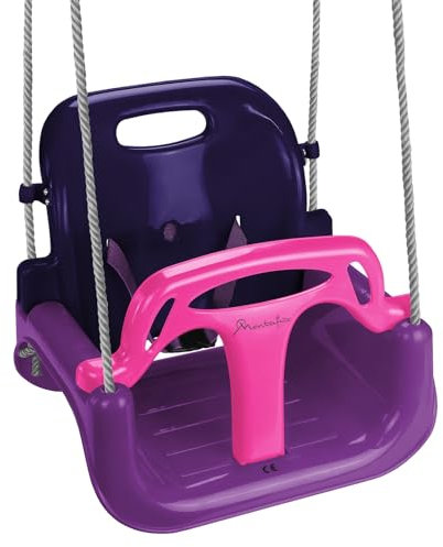 Montafox Altalena per bambini regolabile 3 in 1 seggiolino per altalena crescente con schienale e cintura di sicurezza, Colore:lilla