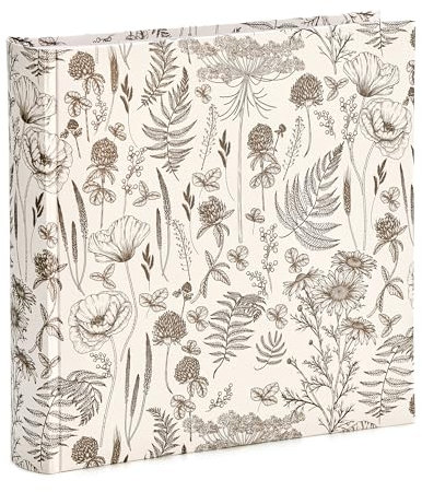 Kenro Wildflower Series White Foliage Pencil Sketch Picture Photo Album for 200 Photos 6x4 / 10x15cm -WF201W