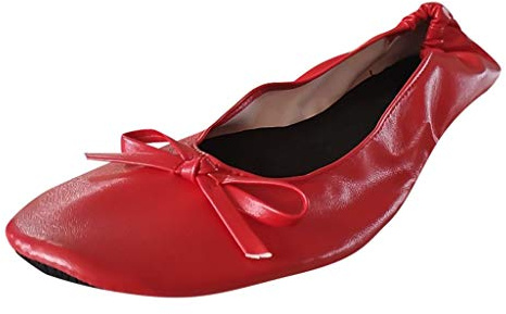 Ballerinas Women's Slip On Dress Shoes Comfortable Ballet Shoes with Bow Trim Elegant Ballerina Flat Shoes Leisure Dance Shoes Closed Round Toe Summer Shoes Leather Women's Shoes Slippers
