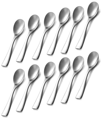 Cucchiaini da caffè, 12 cucchiaini da tè in acciaio inox lucidato a specchio, cucchiaio dal design moderno ed elegante, cucchiaio da dessert, lavabile in lavastoviglie, lunghezza 13,5 cm