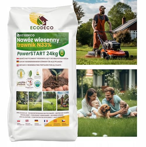 Bio Rasendünger Frühjahr 24 kg - Organischer Dünger Rasen Stickstoff - Organisch und Langzeit Frühjahrsdünger - 2 kg für 100 m²