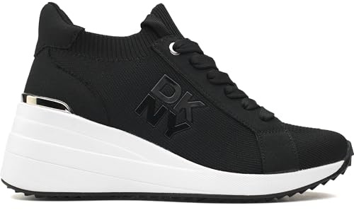 DKNY Women's Kasia Everyday Lace Up Wedge Sneaker, Black, 7 UK