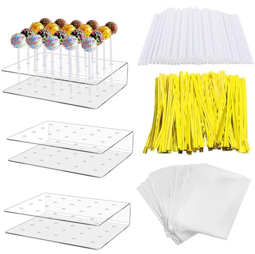 Prebarfun 3 Piezas Soporte Piruletas, Soporte Acrilico para Lollipop, Pop Cakes Acrilico para Lollipop, Piruleta Soporte, para Cake Pop,Soportes Para Tartas Para Mesa de Postre