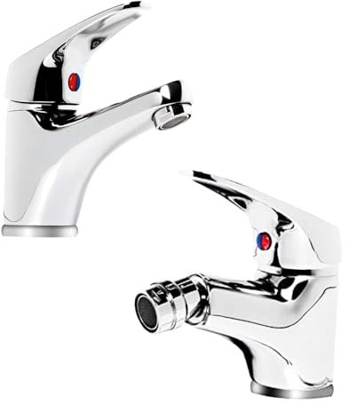 Kit de 2 grifos para baño, lavabo y bidé de latón cromado, par de mezcladores