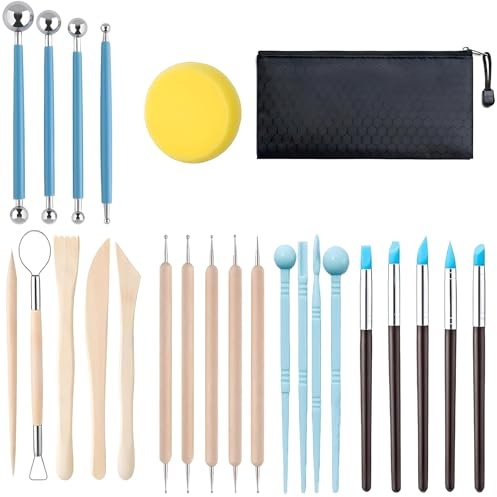 Wdmxszdq 25 Töpferwerkzeug-Set mit Modellierwerkzeugen für Ton und Modelliermasse Praktische Clay Tools und Pottery Tools Hochwertige Sculpting Tools für deine kreativen Projekte