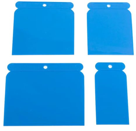 WOLMIK Juego de 4 cuchillos de masilla para rellenar y raspar de plástico, multiusos para alisar superficies, rellenar, desnatar y raspar suavemente superficies, tamaño 47, 71, 95, 115 mm