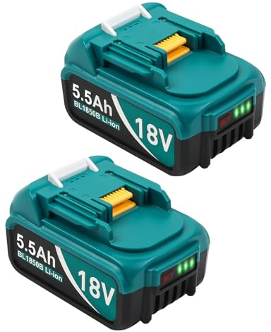 2-Pack BL1850 Ersatz für 18V 5500mAh Li-Ion Kompatibilität mit Makita BL1850 BL1840 BL1820 BL1815 194205-3 LXT400