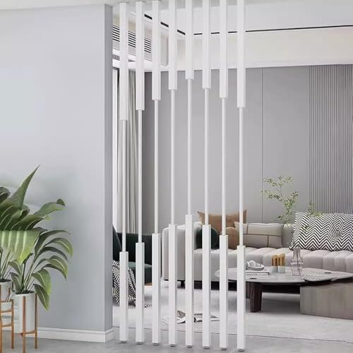 Paquete de 8 postes divisores de habitación, listones de madera, estantería vertical moderna, ajustable, pantalla de privacidad de 210 pies, estantes decorativos de columna para montaje en pared