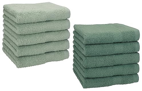 Betz 10 Stück Seiftücher Premium 100% Baumwolle Größe 30x30 cm Farbe heugrün - tannengrün