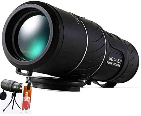 Nuojie Telescope Portable 50x52 Dual Focus Zoom Optical Lens Monocular Binoculars Multi-coated Lens Dual Focus Optical Lens Day And Night Vision (Color : Black)