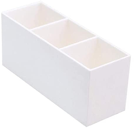 eKsdf Porta-pennelli da trucco con 3 scomparti in acrilico, contenitore per pennelli da trucco, organizer per pennelli, eyeliner, rossetto (bianco)