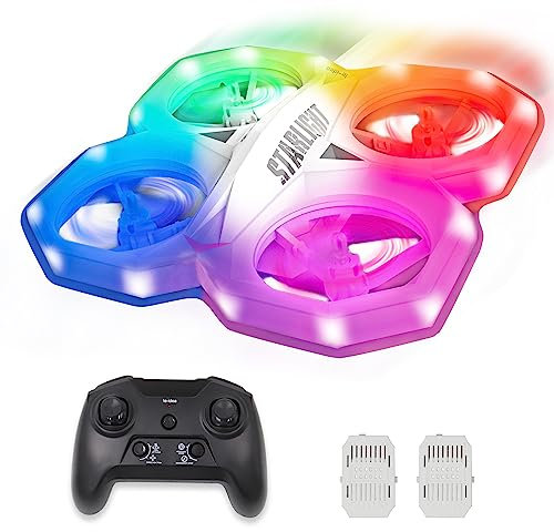 IDEA1 Mini Drohne mit 11 LED Lichtmodus für Anfänger, RC Drone mit Hochgeschwindigkeits Rotation, Kopfloser Modus, 360° Flip, 2 Batterien Quadcopter