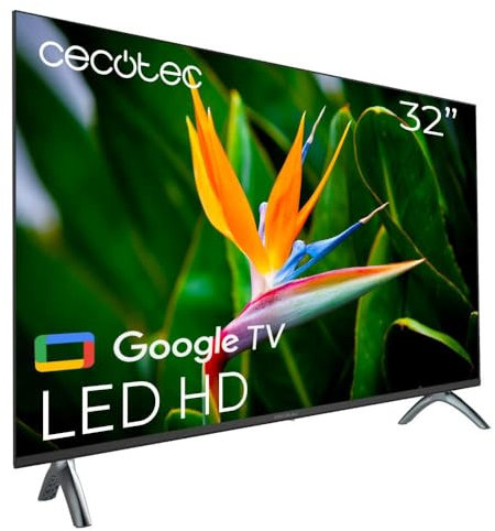 Cecotec Téléviseur LED 32 Pouces Smart TV Résolution HD - Série A4 ALH40032S. Google OS, Dolby Audio, HDR10, 16 Go ROM, Bluetooth, Google Voice Assitant et Chromecast