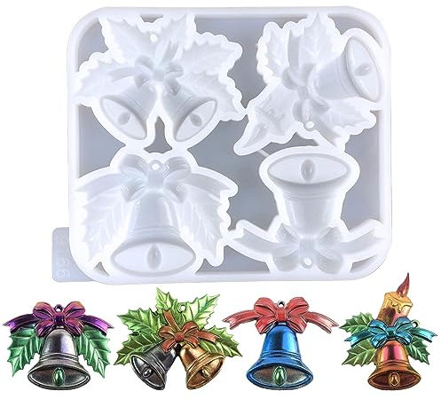 XNSHUN Weihnachtsglocken Silikonform Epoxidharz Formen, DIY Silikon Weihnachten Charms Anhänger Gießform Resin Formen, Für Weihnachtsschmuck DIY Weihnachts Baum Hängeornamente