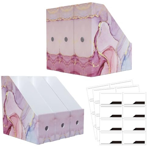 ANSSDO Confezione da 6 portariviste, in marmo rosa di alta qualità, per scrivania, organizer pieghevole in cartone per libri per ufficio o scuola