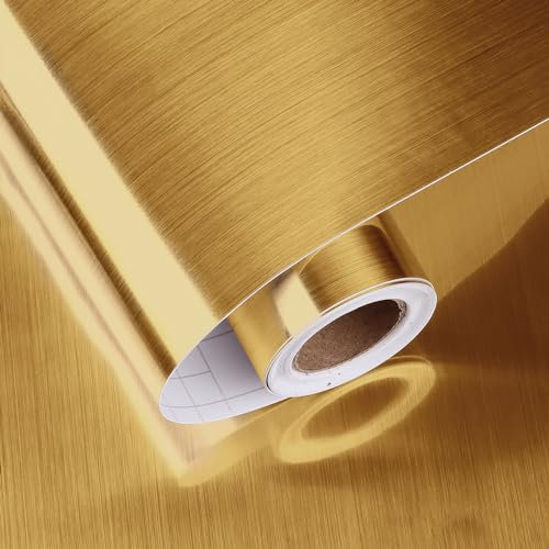 HotDecor Papier Adhesif pour Meuble Cuisine Papier Peint Adhesif Or Revêtement Plan De Travail Adhésif Papier Peint Cuisine Lavable Mural Papier Adhésif Décoratif Or Film Autocollant Meuble 40 X 200cm
