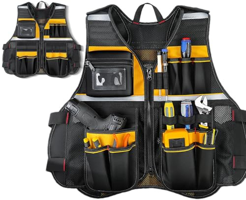 Chaleco de herramientas para hombre, chaqueta de trabajo con múltiples bolsillos, organizador portátil para carpinteros y electricistas