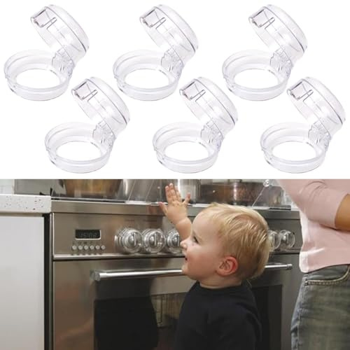 Stove Knob Covers Security Lock, 6 PCS Stove Safety Covers Child Switch Cover, Child Lock Stove Transparent Cover, Removable Button Oil-Proof Cover, Protective Cover for Baby Toddler Kitchen Safety