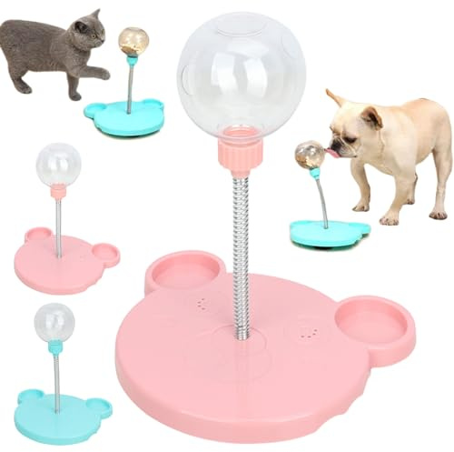 Hällande hundgodis leksak, foderboll för hundar, intelligent leksak för hundar, foderboll för hundar, godisboll för hundar, främjar hälsosamma matvanor och mental stimulering (rosa)