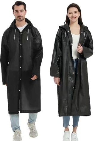 Arimsoa Chubasqueros Impermeable, 2 Piezas Reutilizable Poncho de Lluvia Impermeable Poncho Hombre con Capucha, Ligero Ponchos Impermeables para Viajes y Exteriores