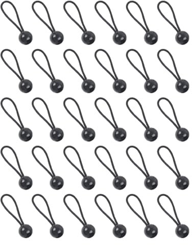 OUDQFCJ 30 pezzi Corde Elastiche con Sfere,corde elastiche a sfera da 10 cm Corde di fissaggio universali,per Teloni,Tende,Baldacchino,Striscioni,Bandiere,Campeggio(Nero)