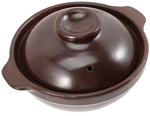 TOGEVAL Small Covered Pot for Cooking Soup and Rice High Temperature Resistant Ceramic Casserole with Humanized Handles Household Kitchenware for Braised Dishes and Stews