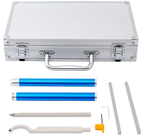 Carbide Wood Lathe Tool, 6-in-1 Turning Set, 8 Roughing Tools, Aluminum Suitcase Storage, Suitable For Diy Carpenters (Blue)
