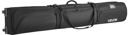 VEVOR Borsa da Snowboard, Fino a 190 cm, Borsa Imbottita con Ruote per Sci e Snowboard, Tessuto Oxford Impermeabile 600D, con Cinghie Interne Regolabili, per Occhiali, Casco e Scarponi, Nero