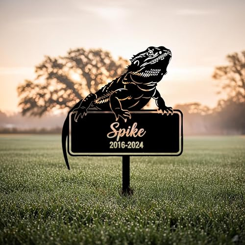 WEIYALIY Bearded Dragon Memorial Garden Stake, Custom Lizard Grave Marker for Reptile Owners, Outdoor Pet Yard Sign, Personalised Exotic Animal Gift, Herp Garden Decor, Reptile Tribute Sign