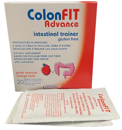 INNOVARES Colonfit Advance Flora microbica intestinale - Colon Irritabile Intestino Pigro Stitichezza - Fibre Naturali Equilibrio Microbico Intestinale Integratore Fibre Alimentari (Arancia)