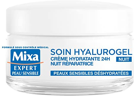 Mixa Expert Pelle Sensibile – Hyalurogel notte – Crema maschera idratante – sonno riparatore – 50 ml –1 pezzo