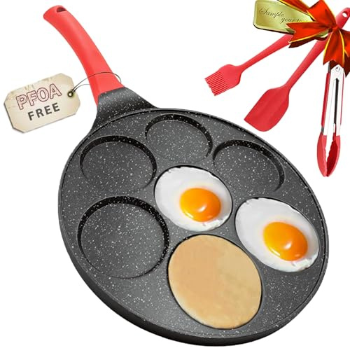 DAYOOH Egg Frying Pan, Pancake Maker, Egg Cooker Pan, Omelet Mini Pancake Pan, Nonstick 7 Egg Skillet Silver Dollar Pancake Pan Egg Maker