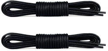 Laceter 2 Paires de Lacets Ronds Fins Cirés 2,4mm pour Chaussures de Ville - Idéal Derbies, Richelieu, Mocassins, Bottines Cuir - Élégants et Durables - Fabriqués en Europe - Noir, 75 cm
