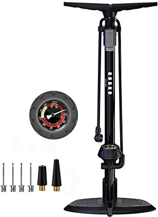 GOBKO Fahrradpumpe Luftpumpe Fahrrad Französische Ventile mit Manometer, Luftpumpe für Rennrad MTB Sportballpumpe Hochdruck 160 Psi und 11 Bar