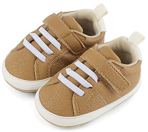 Cheerful Mario Primeros Pasos para Bebé Niños Niñas Zapatos Gateo Bebé Infantiles Zapatillas de Cuero Niños Pequeños Marrón 6-12 Meses