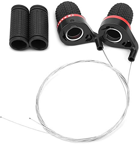 Joyzan Bicycle Twist Shifter, Bicycle Speed Lever Grip Gear Shifters Handle Set Cycling Brake Lever Rolling Stick Device Derailleur Transmission Commuter Accessories with Cable Mountain Road Bike