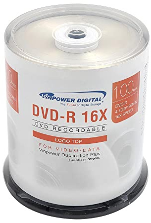 Vinpower Digital DVD-R 4.7 GB 16x marca Logo Grabable Media Disc - 100 discos caja de pastel husillo FFP 132-815-BX