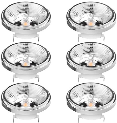 TPMAFF Confezione da 6 Lampadine AR111 G53 Riflettore Luce di inondazione 12 Watt COB 1200 Lumen (equivalente a 100 W alogena) AC/DC 12V Faretto a Bassa Tensione Non dimmerabile