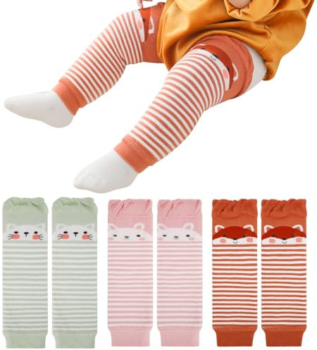 XEPST Packung mit 3 Kleinkind Baby Beinwärmer, niedliches Tiermuster Unisex Beinwärmer Kniestrümpfe Baby Knieschützer Beinärmel Leggings für Baby Kinder Kleinkinder Mädchen 0-3 Jahre, Einheitsgröße