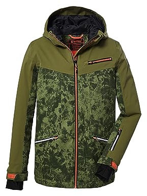 killtec Jungen Skijacke/Funktionsjacke mit Kapuze und Schneefang KSW 124 BYS SKI JCKT, oliv, 128, 39664-000