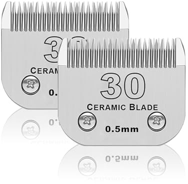 BESTBOMG 2 Stück Ersatzklinge für die Fellpflege von Hünden, kompatibel mit Heiniger/Moser Max45/Andis/Oster A5 Haarschneider für Hunde, Größe 30# 1/50 Zoll (0,5 mm) Schnittlänge