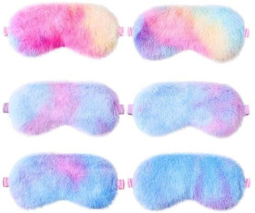 Kaisibum 6 Stück Schlafmaske Frauen Kinder, Sleeping Mask Plüsch Schlafmaske Mehrfarbig Augenbinde Weich Augenmaske für Kinder Mädchen?Partytütenfüller, Partygeschenke für Kindergeburtstage