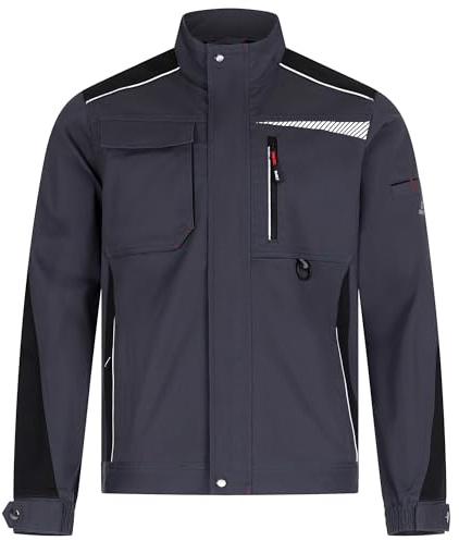 BWOLF Daytona arbetsjacka herr stretch arbetsjackor herr arbetskläder män med spandex och många fickor, Grå / svart, 3XL