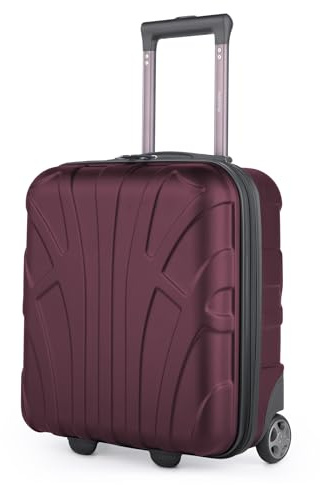 suitline Underseat Kabinentrolley 45x36x20 cm Hartschalen Bordcase ABS leicht 30 L mit 2 Rollen Teleskopgriff kleines Handgepäck für easyJet Kurztrip Flug Bahn Auto Reise, Burgund
