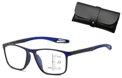 Aosrioylt Sport Intelligent Photochromic Progressive Bifocal Presbyopia Glasses, Chromoscope, Reading Glasses(Blue,+1.00)