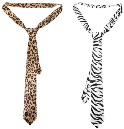 WOFASHPURET Lot de 2 cravates élégantes à motif zèbre léopard pour hommes et femmes pour occasions spéciales, Couleurs assorties 1, 146×5.5cm