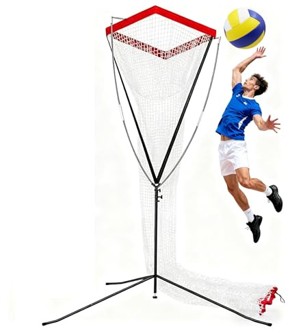 Filets de Volley-Ball Filet de Volley-Ball, entraîneur de Volley-Ball réglable en Angle et en Hauteur, équipement d'entraînement Scolaire/Physique/éducation Physique/Camping/extérieur(Red)