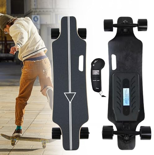 Giuggiolared Skateboard Elettrico Fuoristrada, Skate Elettrico con Telecomando LCD, 75MM Ruote Doppie Motore, Autonomia Fino a 16-30 km, Perfetto per Principianti ed Esperti A-16km